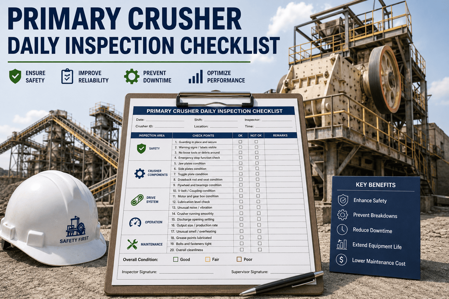 Crusher Inspection Form Primary Crusher Daily Inspection Checklist