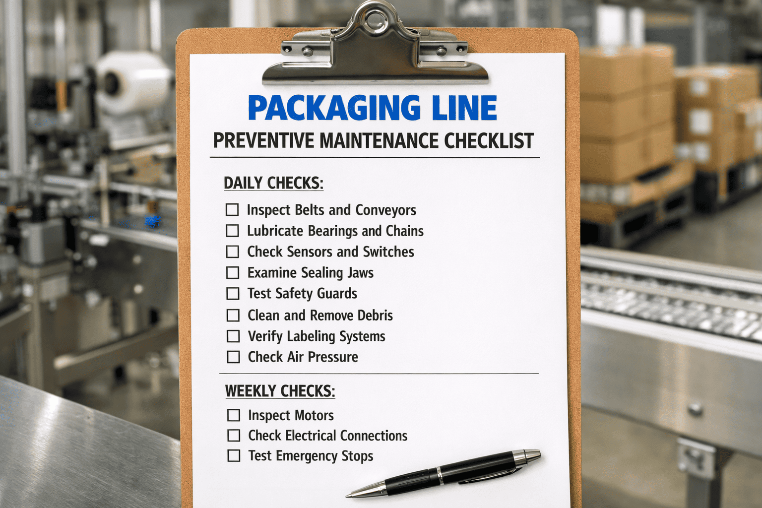 Packaging Line Preventive Maintenance Checklist