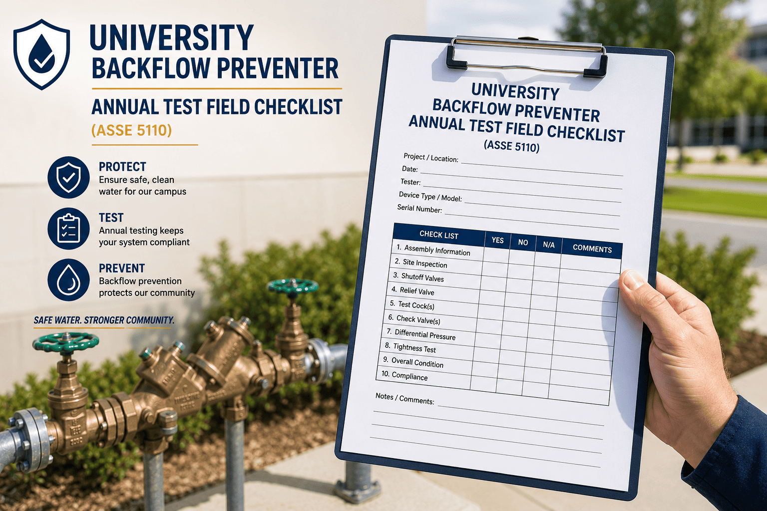 university-backflow-preventer-annual-test-field-checklist-asse-5110