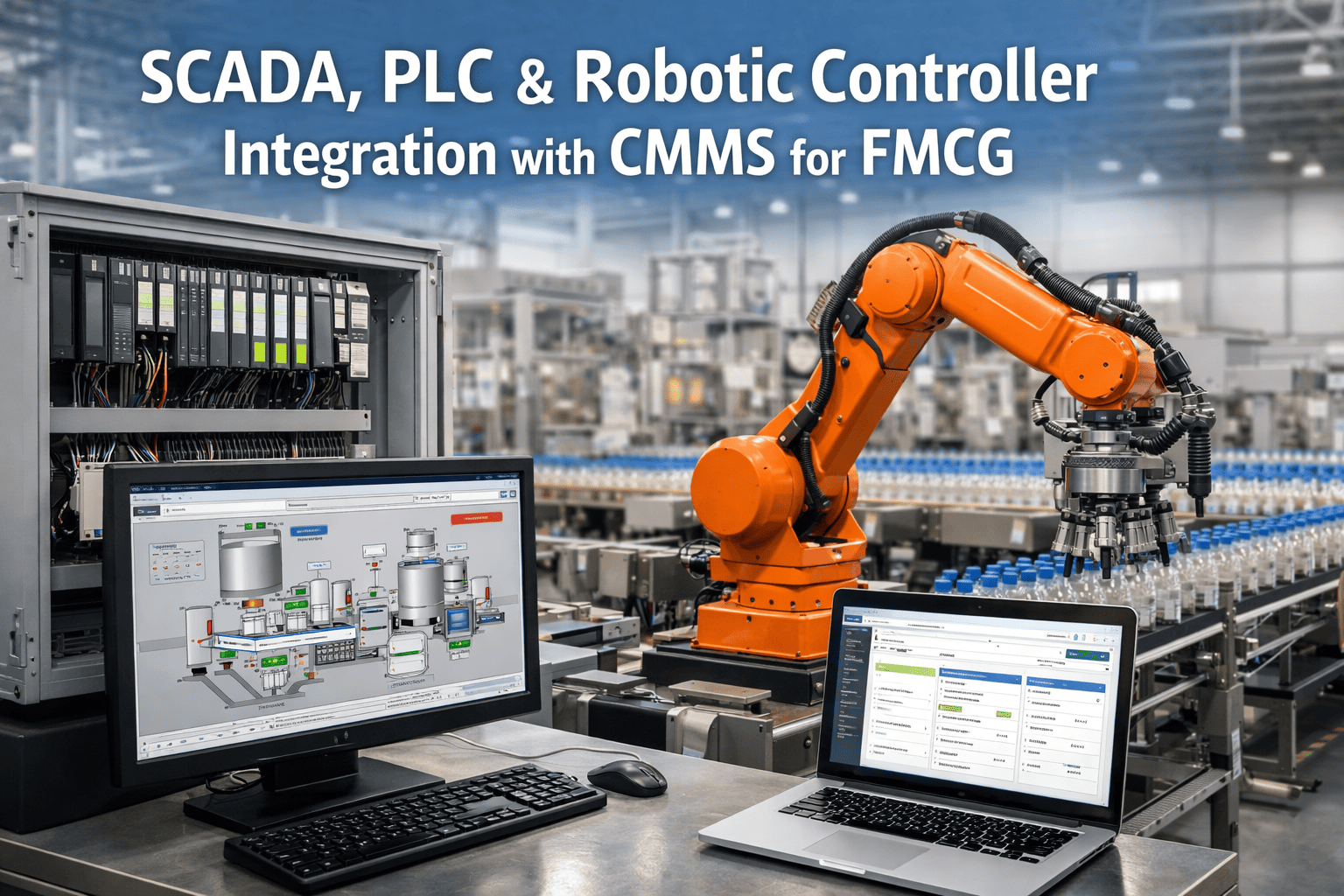 SCADA, PLC & Robotic Controller Integration with CMMS for FMCG