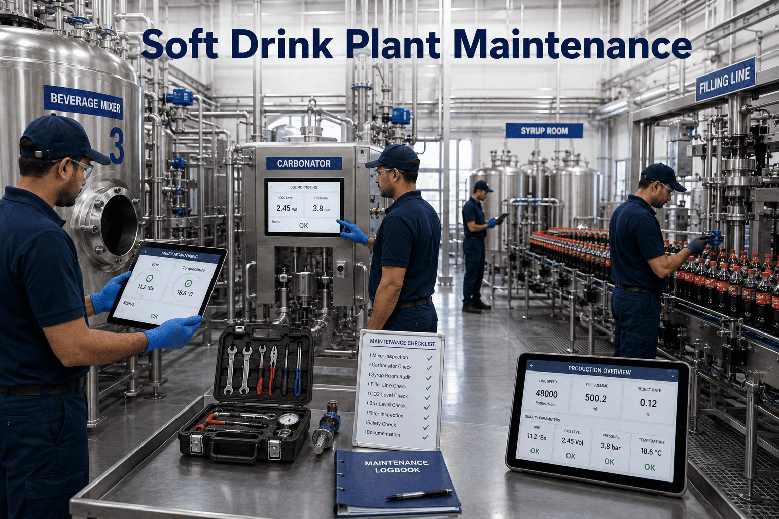 carbonated-soft-drink-plant-maintenance-mixers-carbonators-fillers