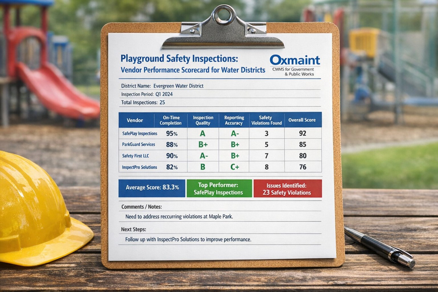 playground-safety-inspections-vendor-performance-scorecard-for-water-districts