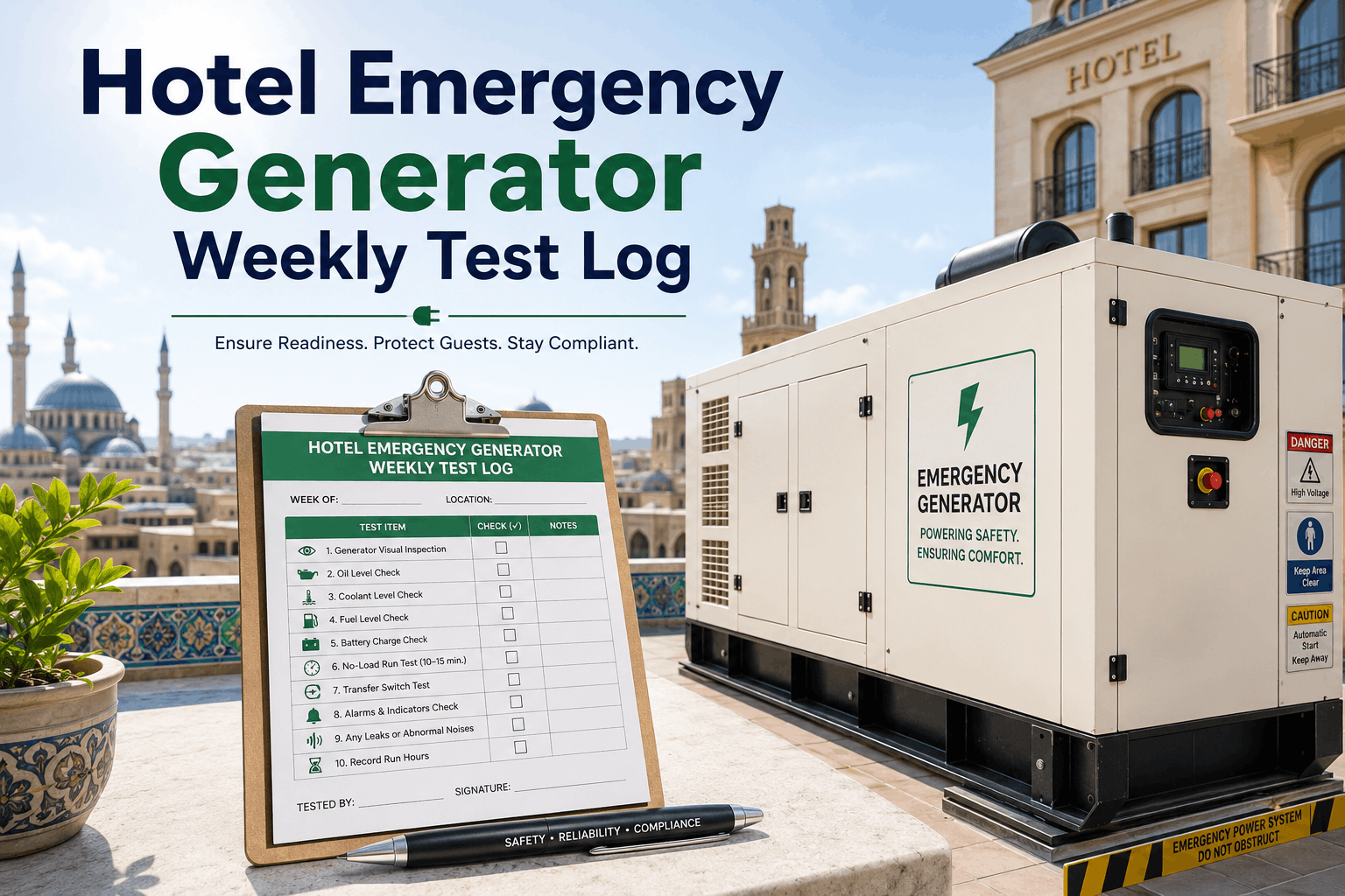 hotel-emergency-generator-weekly-test-log
