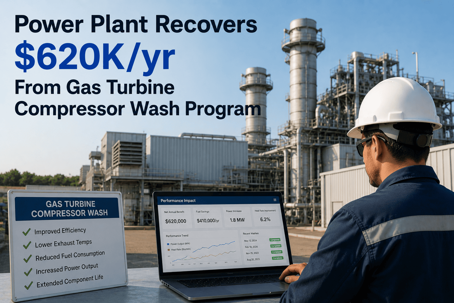 power-plant-recovers-620k-gas-turbine-compressor-wash