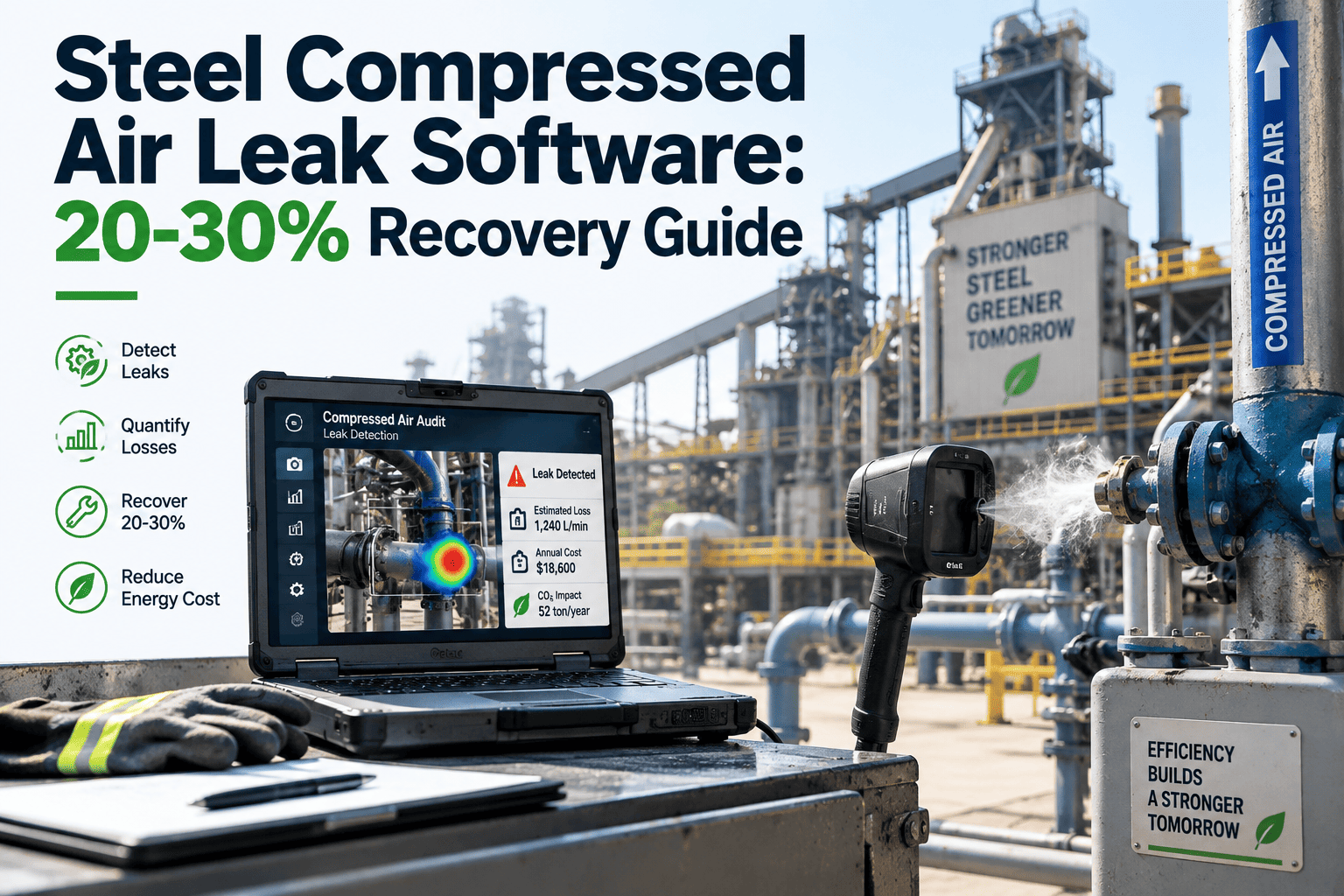 steel-compressed-air-leak-software-20-30-percent-recovery-guide