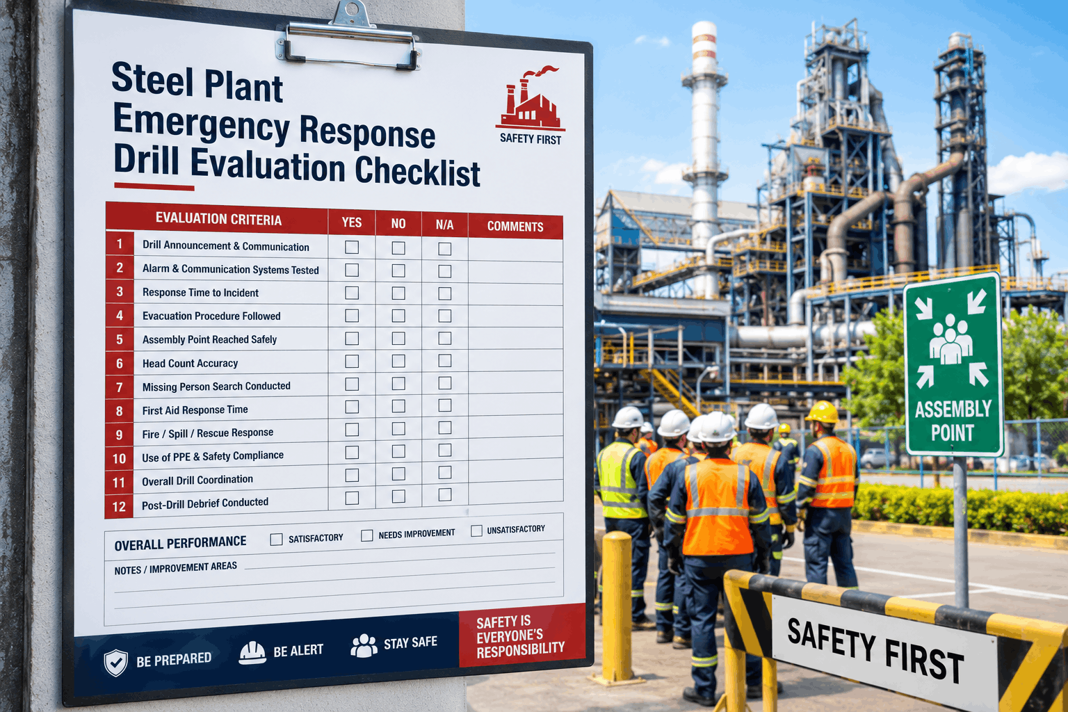 steel-plant-emergency-response-drill-evaluation-checklist
